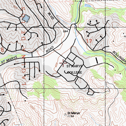 Topographic Map of Chapel Green, CA