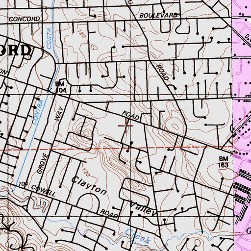 Topographic Map of Bethel Baptist Church, CA
