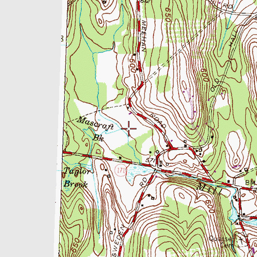 Topographic Map of Mascraft Brook, CT