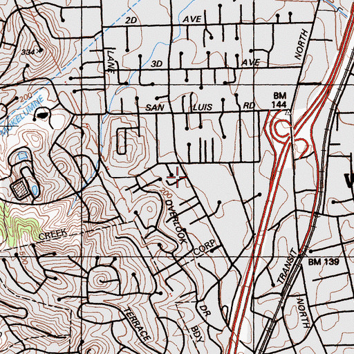 Topographic Map of Contra Costa Gospel Church, CA