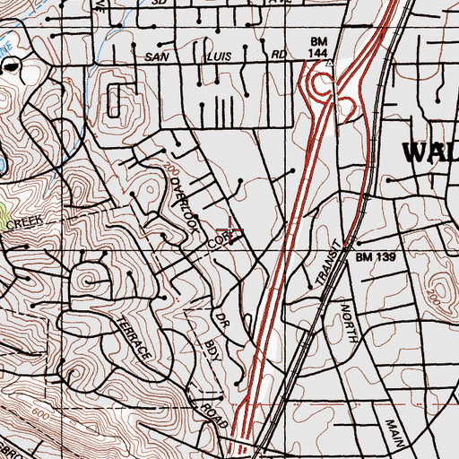 Topographic Map of First Baptist Church, CA