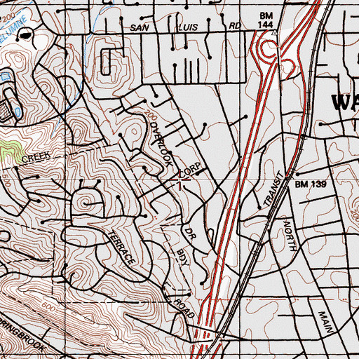 Topographic Map of Trinity Lutheran Church, CA