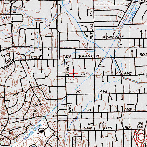 Topographic Map of Walnut Creek Friends Church, CA