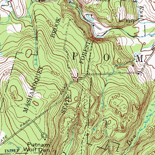 Topographic Map of Mashamoquet Brook State Forest, CT