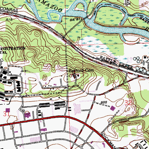 Topographic Map of Custer Air Force Station (historical), MI