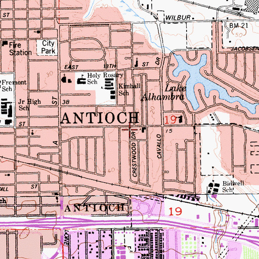 Topographic Map of First Baptist Church of Antioch, CA