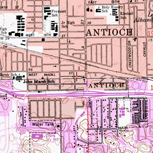 Topographic Map of Templo Santo Church, CA