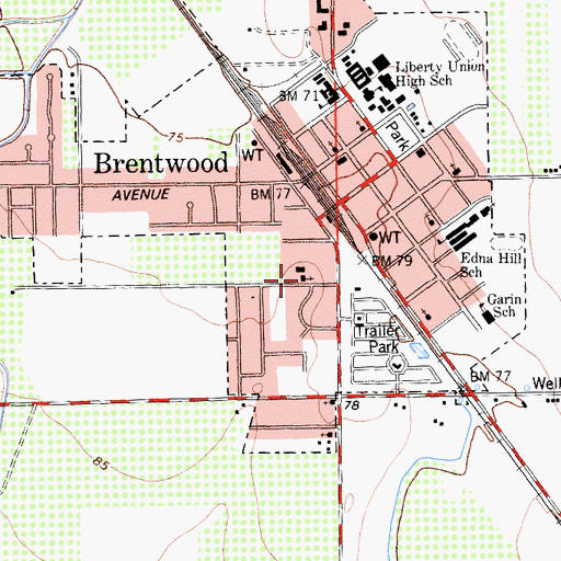 Topographic Map of Grace Bible Fellowship Church, CA