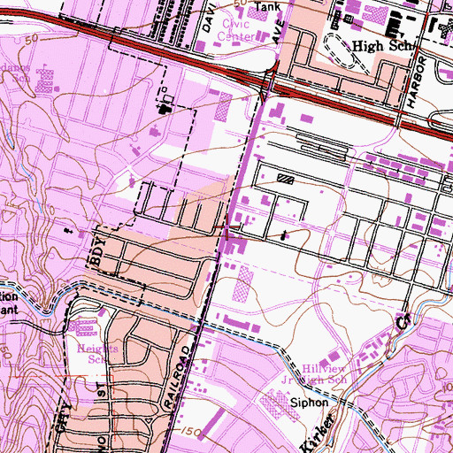 Topographic Map of Community Presbyterian Church, CA
