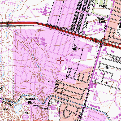 Topographic Map of Grace Bible Fellowship Church, CA