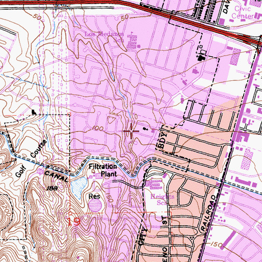 Topographic Map of Grace Lutheran Church, CA