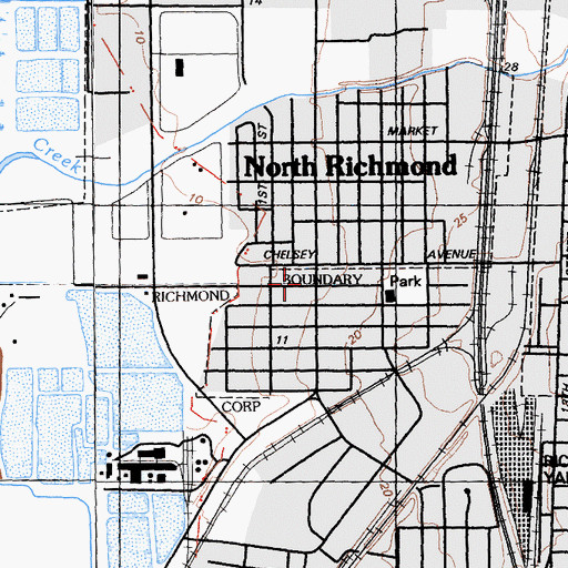 Topographic Map of North Richmond Missionary Baptist Church, CA