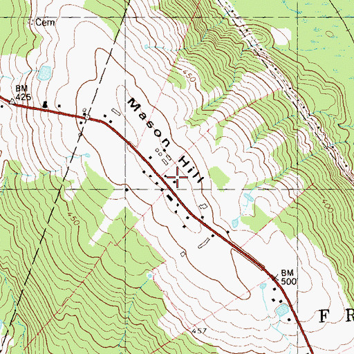 Topographic Map of Mason Hill, CT
