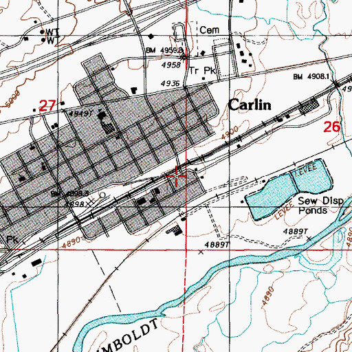 Topographic Map of Great Basin College Carlin Satellite Center, NV