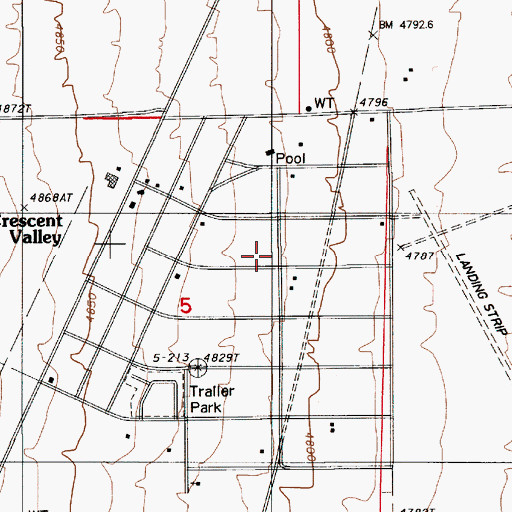 Topographic Map of Great Basin College Crescent Valley Satellite Center, NV