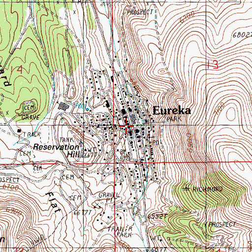 Topographic Map of Great Basin College Eureka Satellite Center, NV