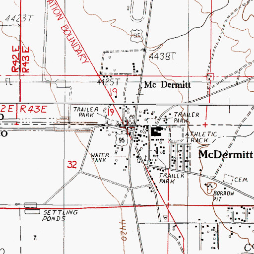 Topographic Map of Great Basin College McDermitt Satellite Center, NV