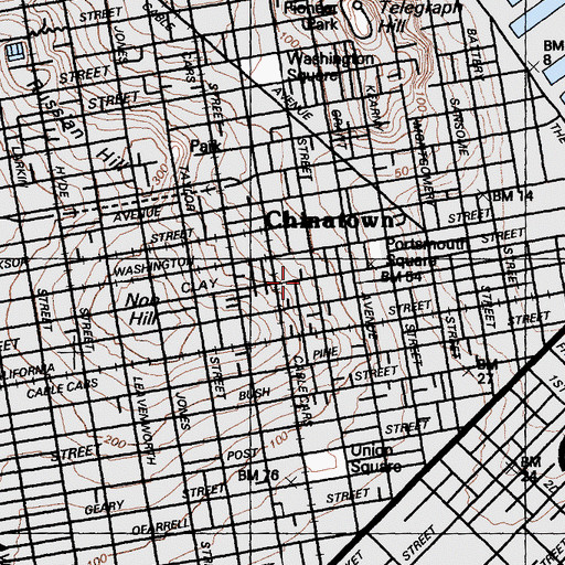 Topographic Map of Chinatown Post Office, CA