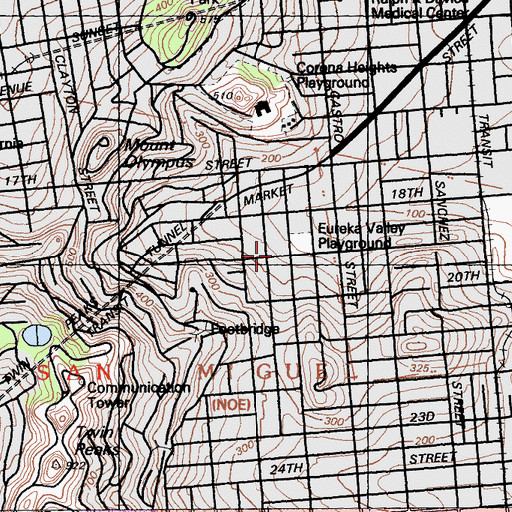 Topographic Map of Eighteenth Street Station San Francisco Post Office, CA