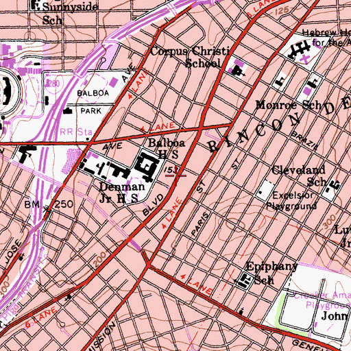 Topographic Map of Excelsior Post Office, CA