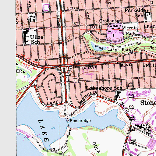 Topographic Map of Lakeshore Plaza Post Office, CA