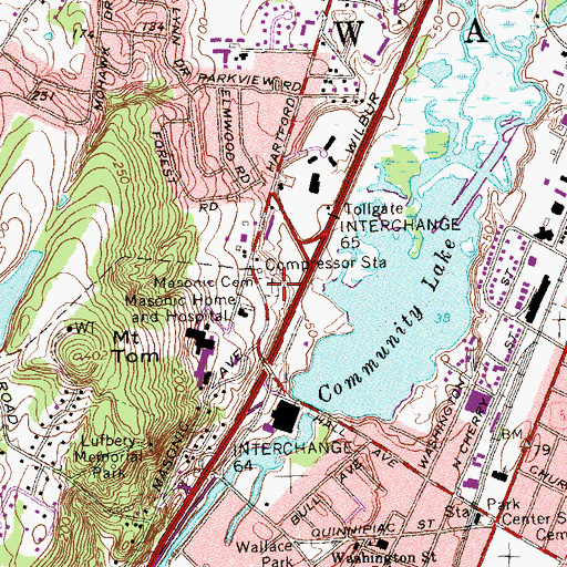 Topographic Map of Masonic Cemetery, CT