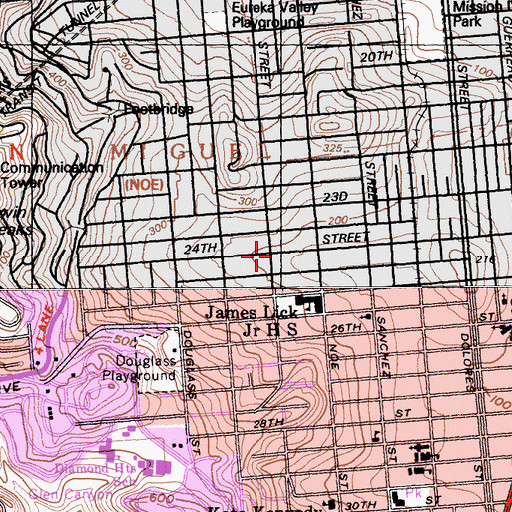 Topographic Map of Noe Valley Post Office, CA