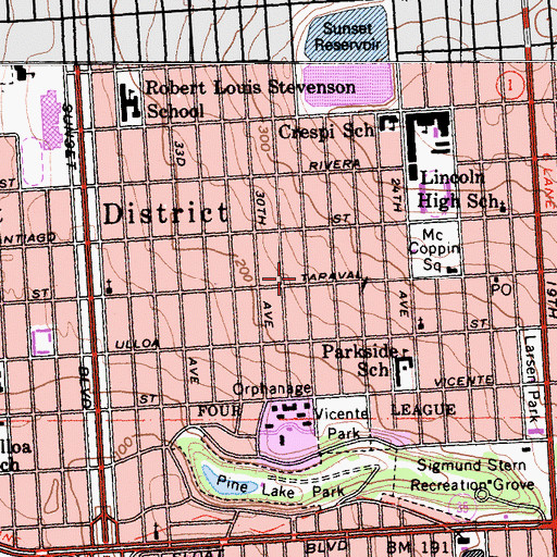 Topographic Map of Parkside Post Office, CA