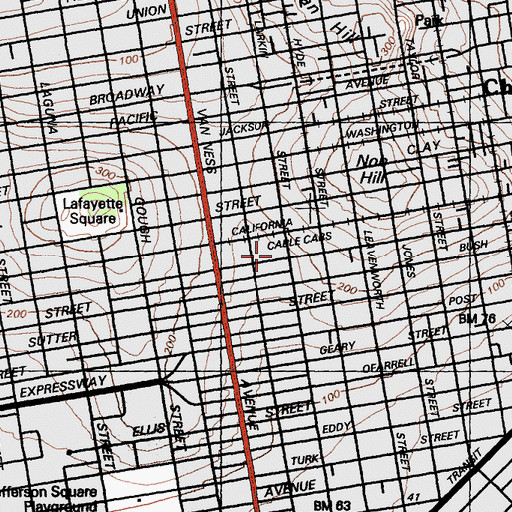 Topographic Map of Pine Street Post Office, CA