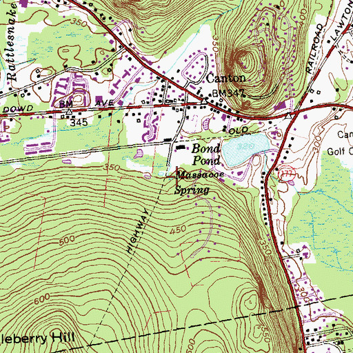 Topographic Map of Massacoe Spring, CT