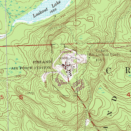 Topographic Map of Finland Air Force Station (historical), MN