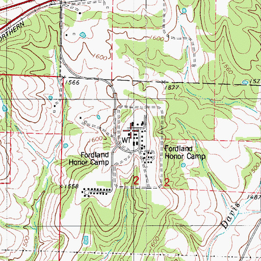 Topographic Map of Fordland Air Force Station (historical), MO