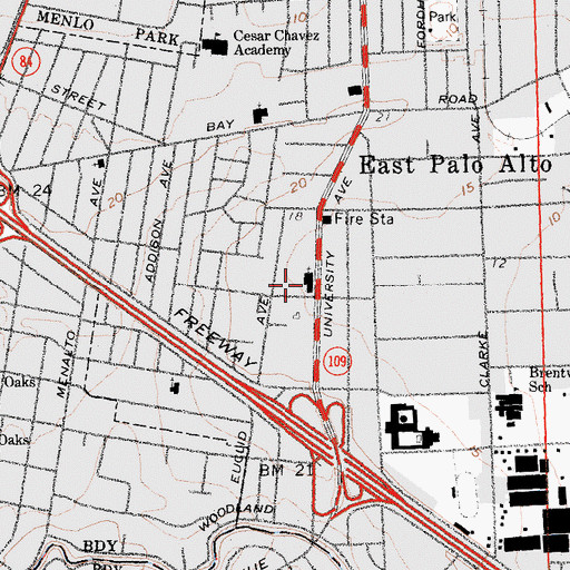 Topographic Map of Community Church, CA