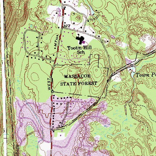 Topographic Map of Massacoe State Forest, CT