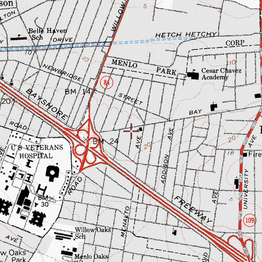 Topographic Map of Saint John Baptist Church, CA