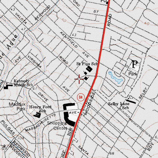 Topographic Map of Lutheran Church of the Messiah, CA