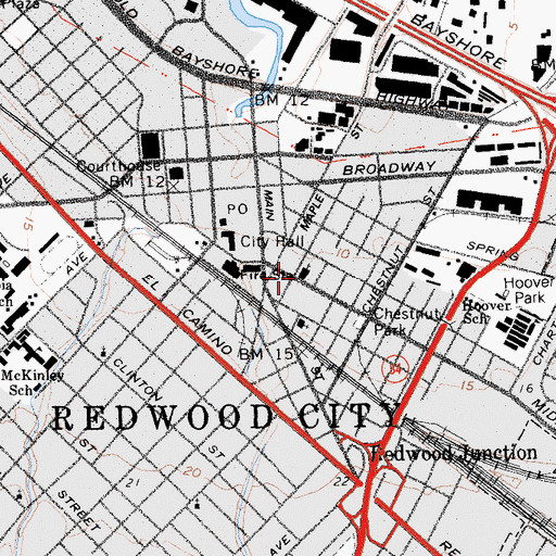 Topographic Map of Peninsula Christian Center, CA