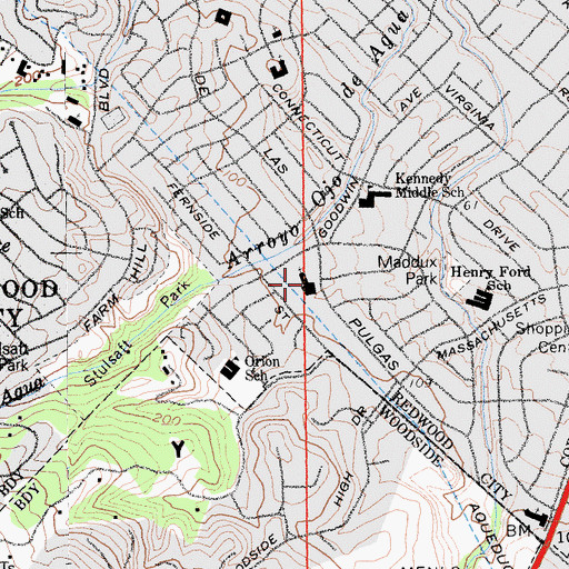 Topographic Map of Temple Beth Jacob, CA