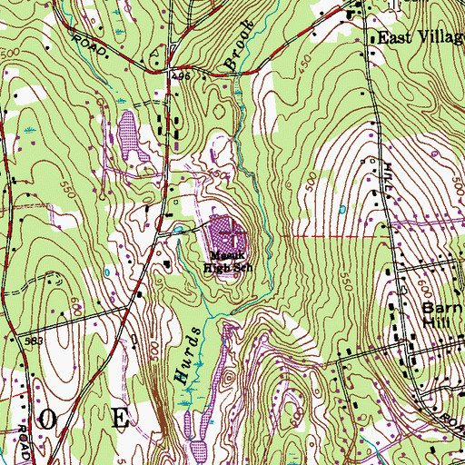 Topographic Map of Masuk High School, CT
