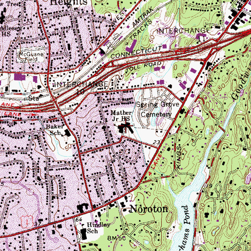 Topographic Map of Mather Junior High School, CT