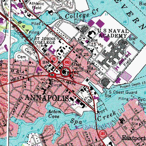 Topographic Map of Circle Theatre, MD