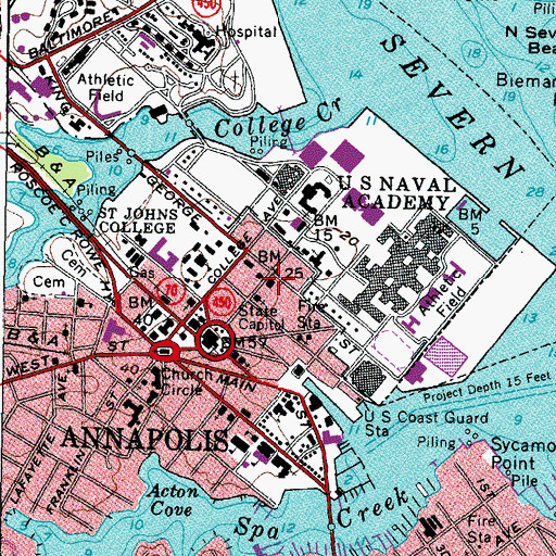 Topographic Map of Hammond-Harwood House, MD
