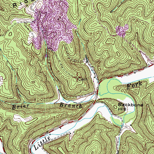 Topographic Map of Backbone Cemetery, KY