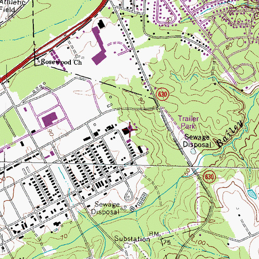 Topographic Map of Fort Lee Air Force Station (historical), VA