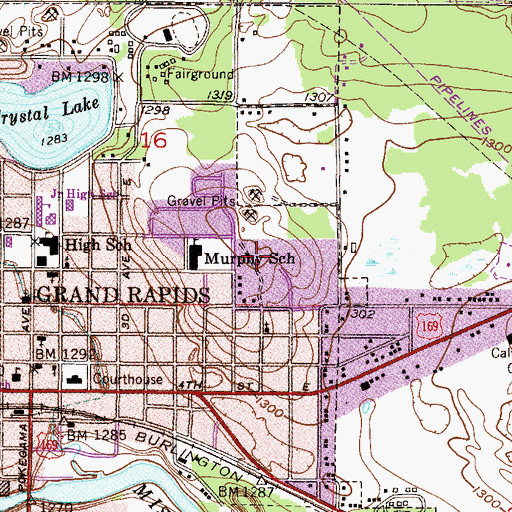 Topographic Map of Grand Rapids Air Force Station (historical), MN