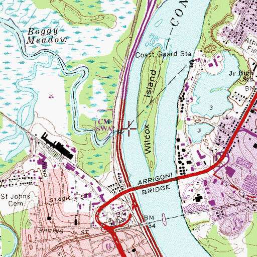 Topographic Map of Mattabesset River, CT