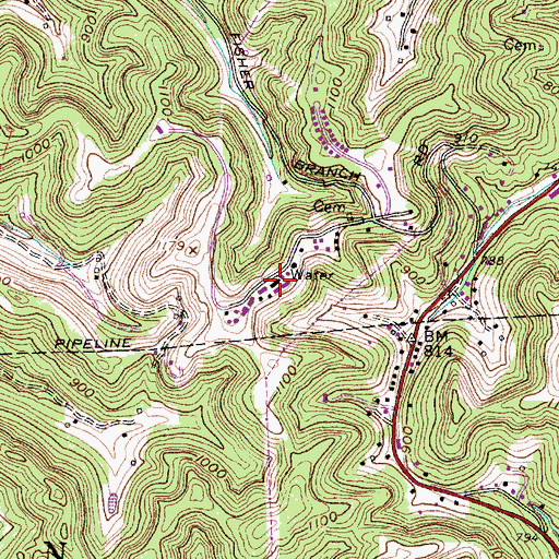 Topographic Map of Guthrie Air Force Station (historical), WV