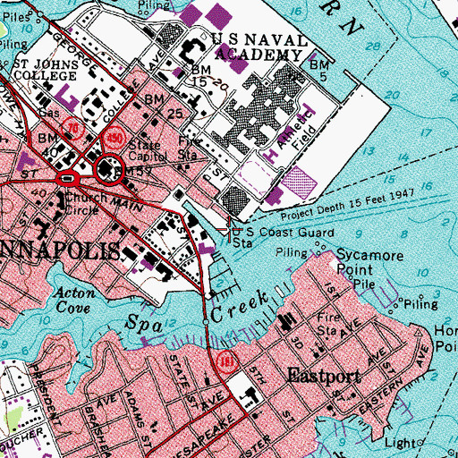 Topographic Map of Annapolis City Dock, MD
