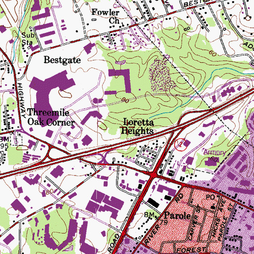 Topographic Map of Annapolis Exchange Business Park, MD