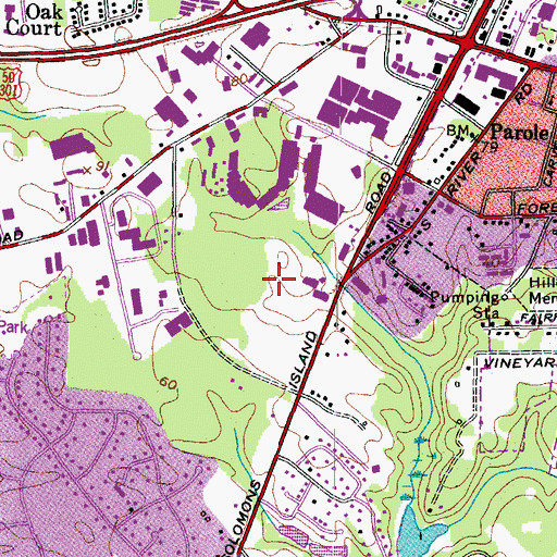 Topographic Map of Annapolis Harbor Center Shopping Center, MD